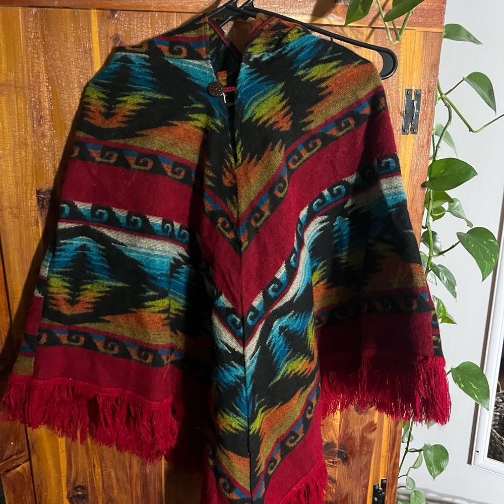 Wool/cotton blend poncho